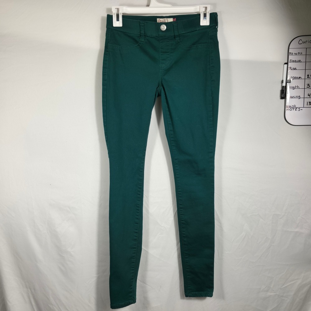 SO Jeggings Women XS Green Excellent Skinny Stretch Pull On Heritage W549